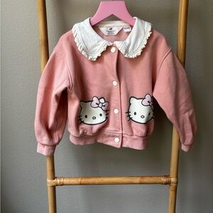 H&M Pink Hello Kitty Ruffle Collar Snap Jacket